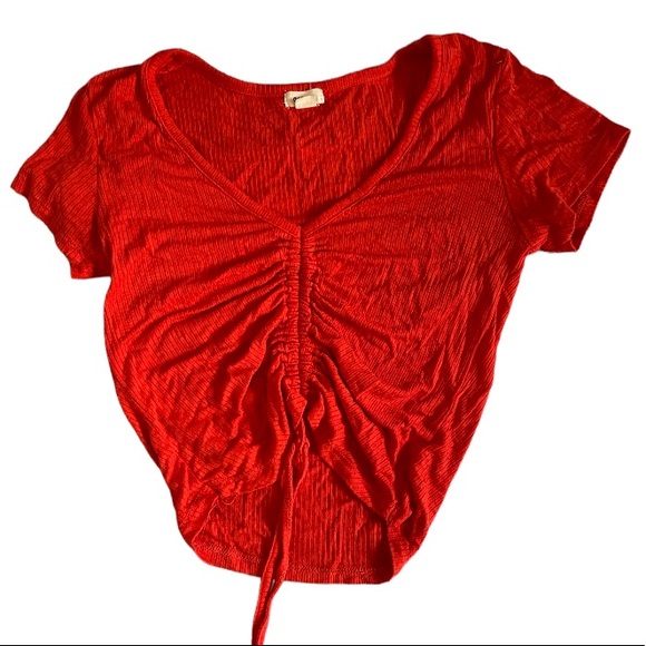 Garage orange ribbed The V Ruched Tee - Picture 6 of 11